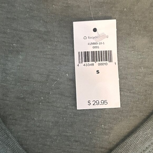 Women's GAP short sleeve v-neck linen green top new w/tag size small - Picture 5 of 8